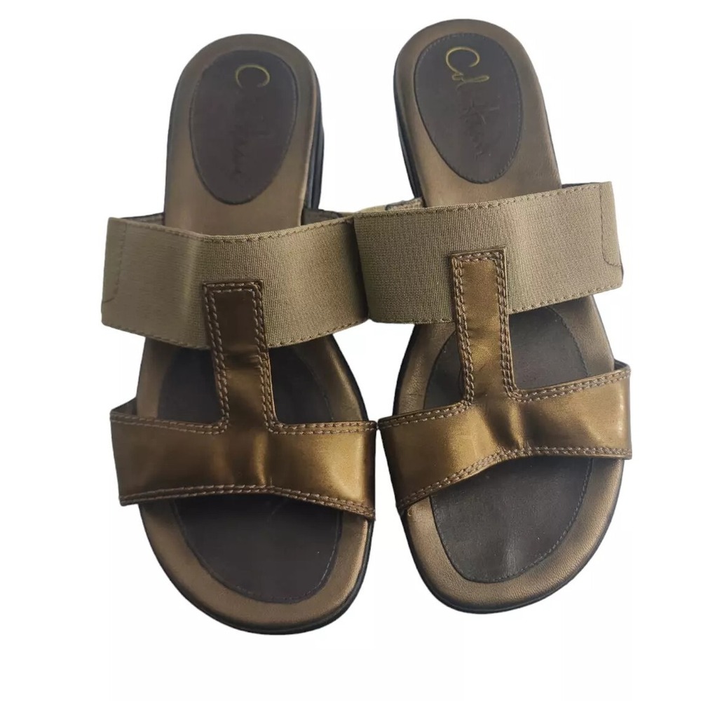 Cole Haan Bronze‎ Wedge Sandals Nike Air Comfort Slides Size 8